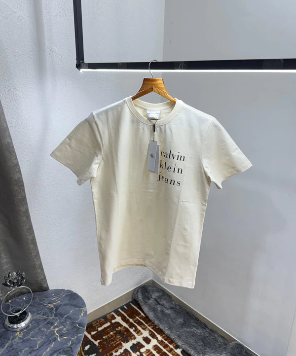 Calvin Klei n Creme Back Print Premium T-Shirt