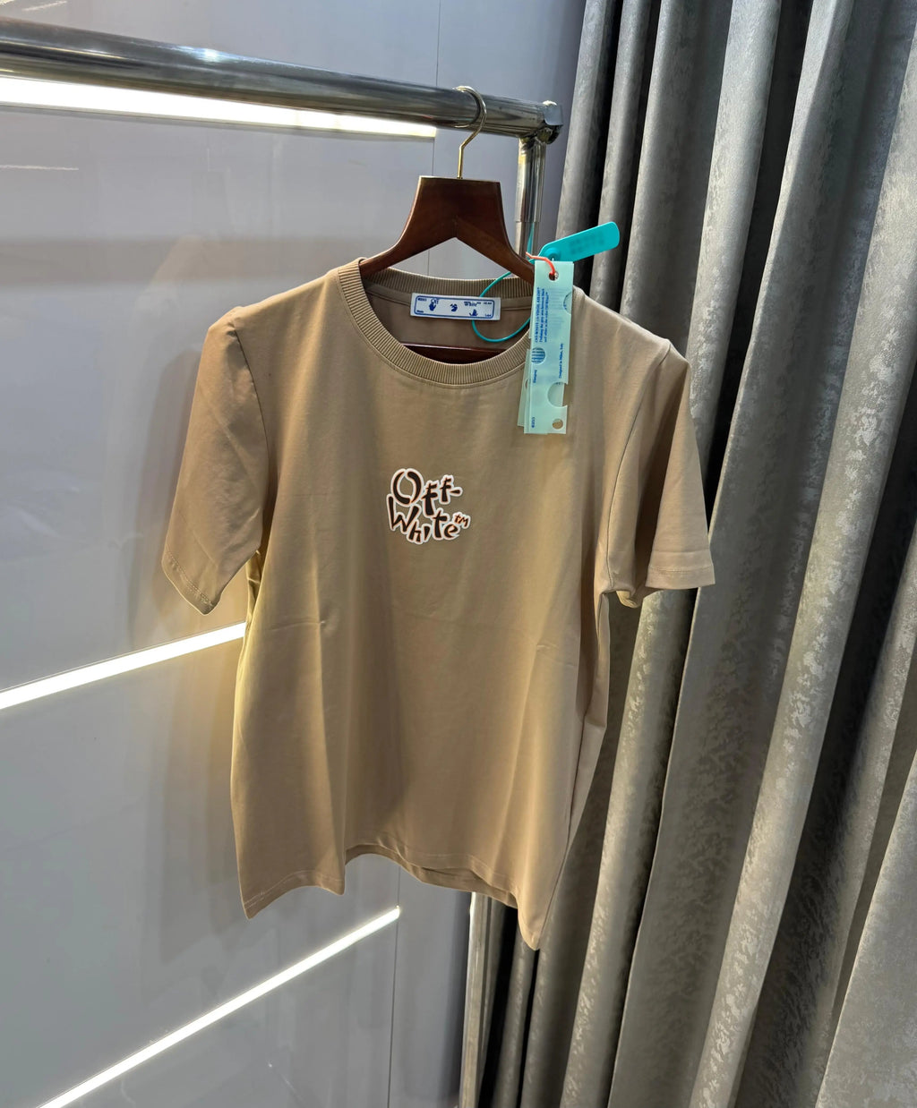Off White Baige Back Print Premium T-Shirt