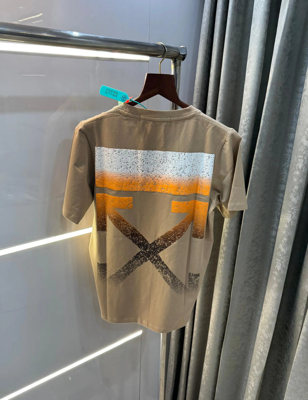 Off White Baige Back Print Premium T-Shirt