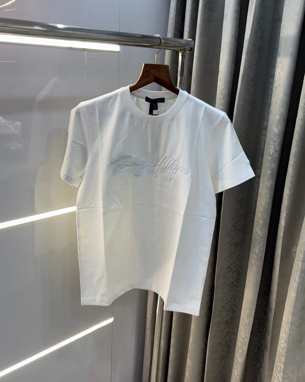 Tomm y Hilfiger White  Printed Premium T-Shirt