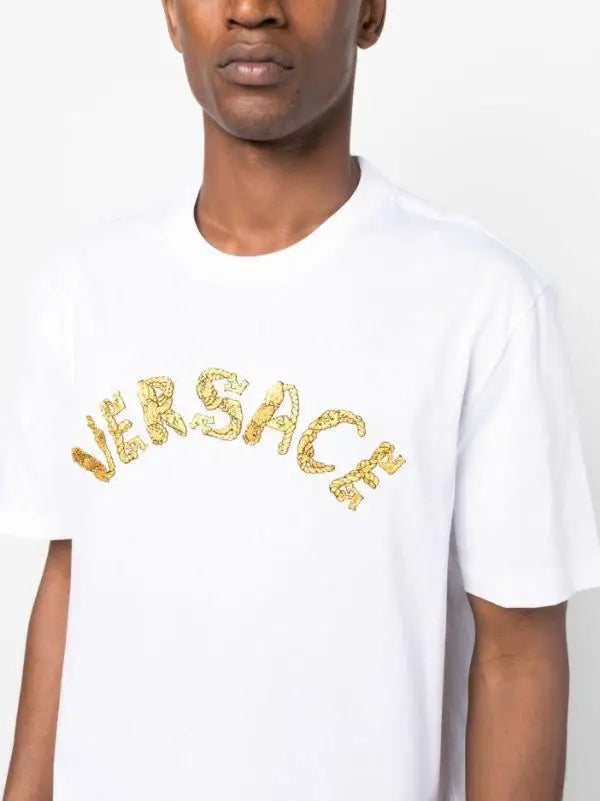 Versac e Couture White Logo Print Imported T-Shirt