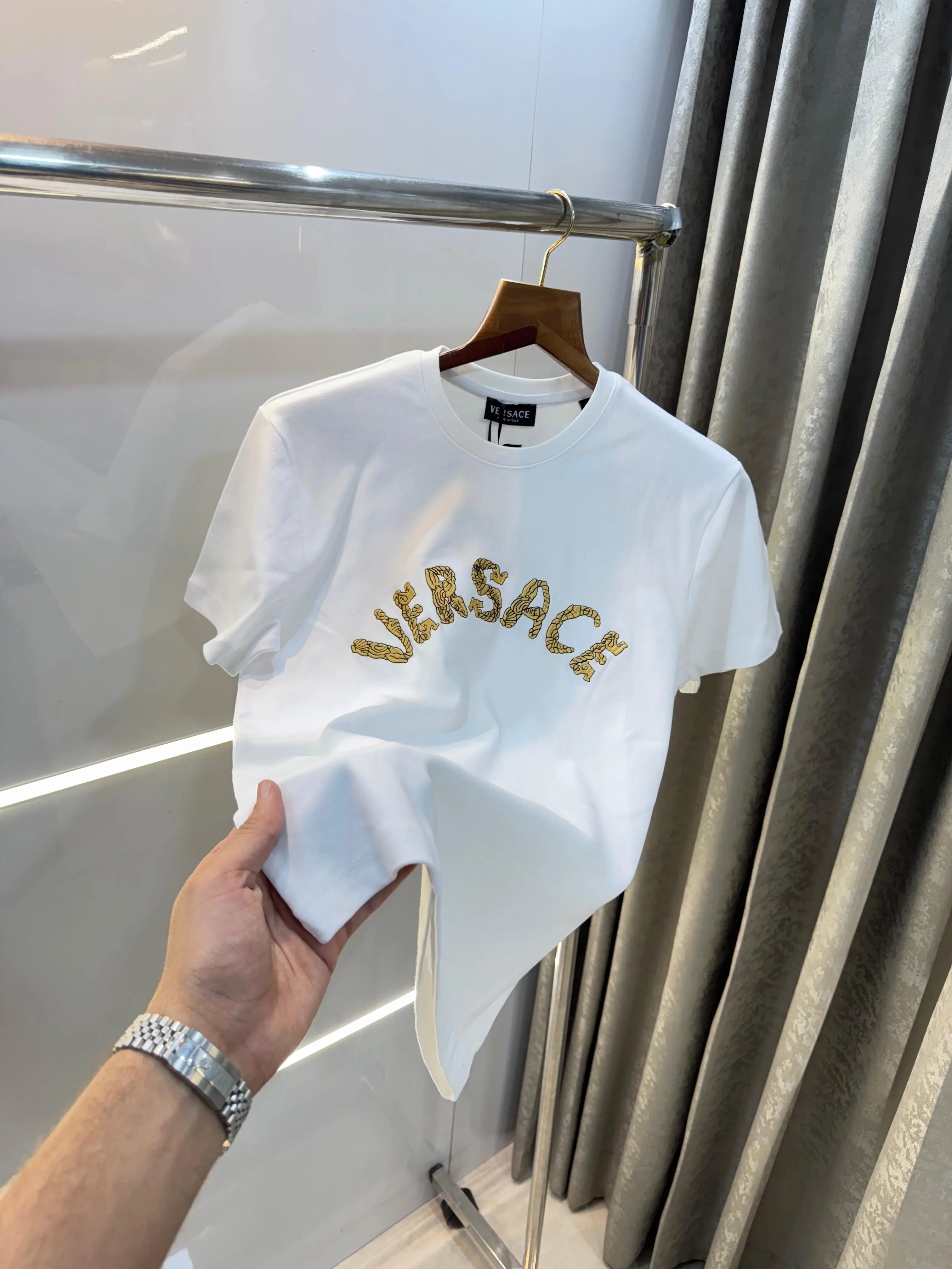 Versac e Couture White Logo Print Imported T-Shirt