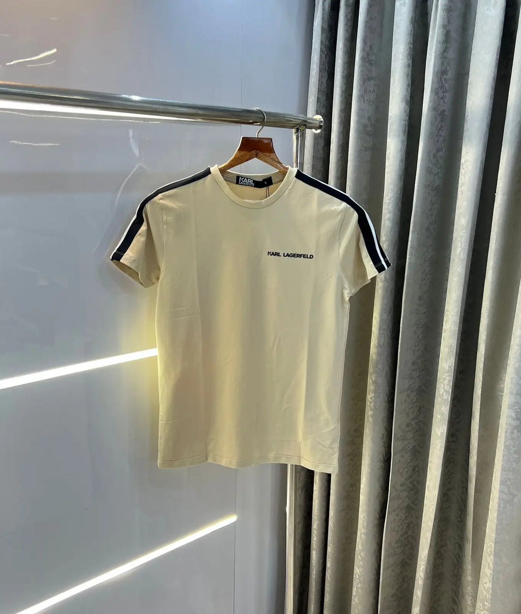 Karl Lagerfeld Beige Logo Patch Imported T-Shirt