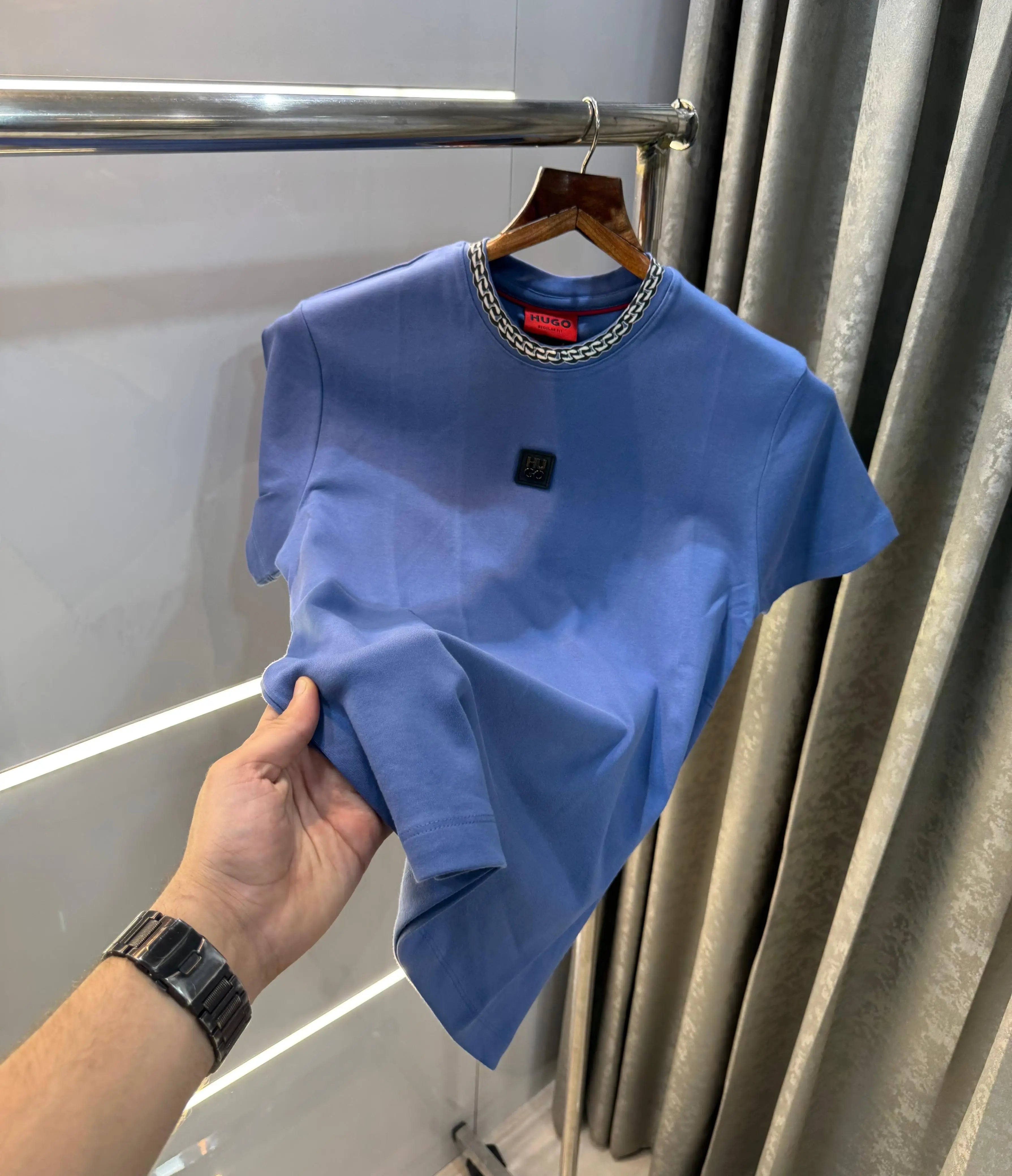 Hugo bos s Blue  Designer Premium Classic T-Shirt