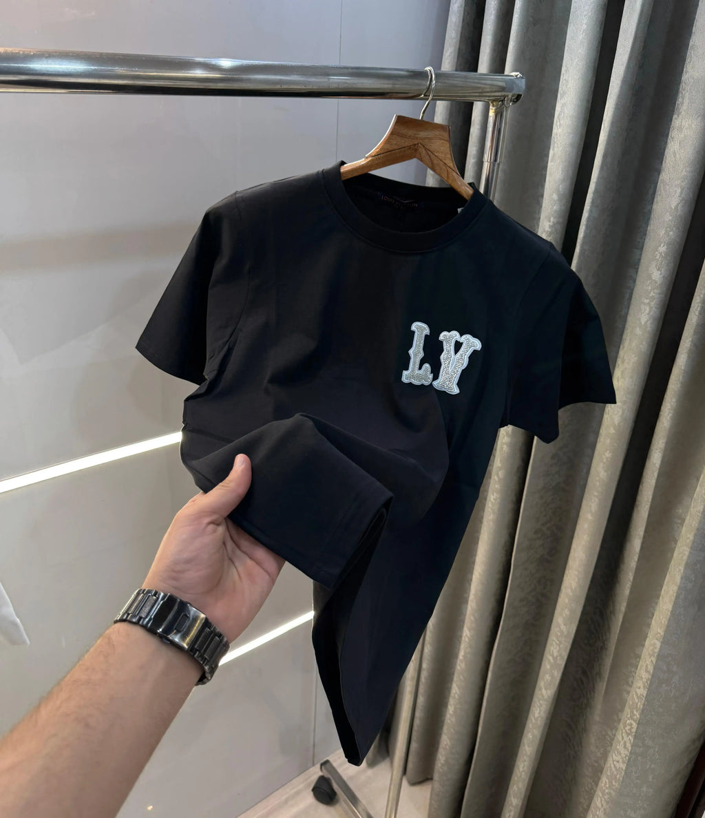 Louis Vuitto n Black Logo Print Imported T-Shirt