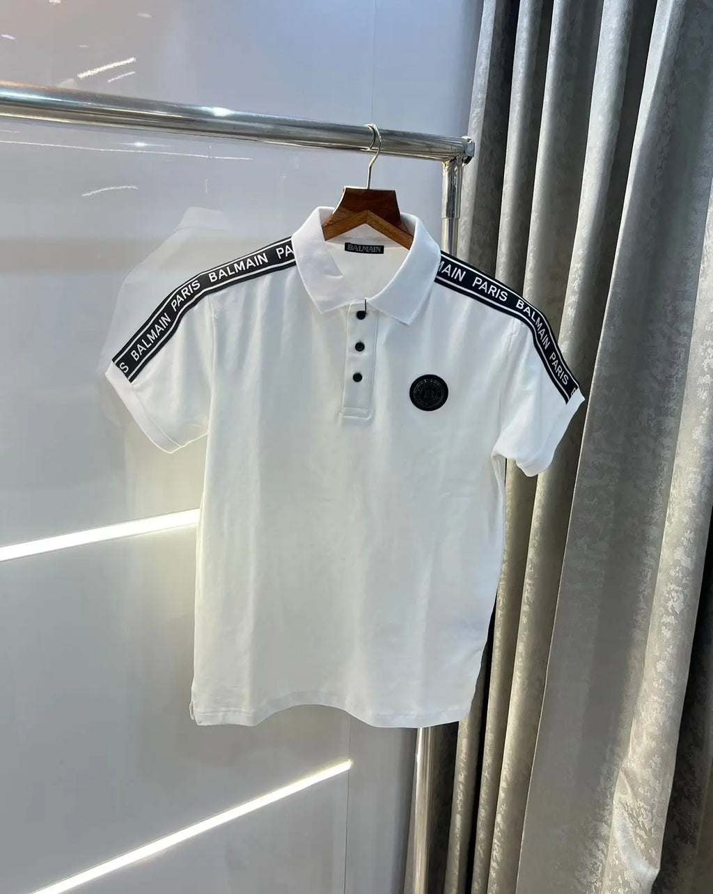 Balmai n Paris White Logo Work Imported Polo T-Shirt