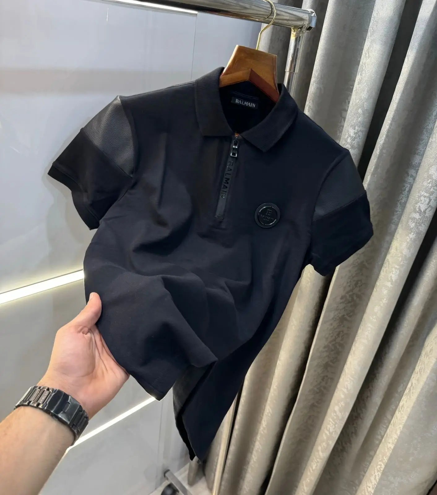 Balmai n Paris Black Logo Work Imported Polo T-Shirt