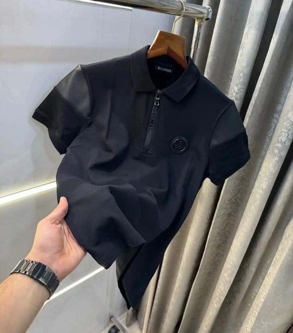 Balmai n Paris Black Logo Work Imported Polo T-Shirt