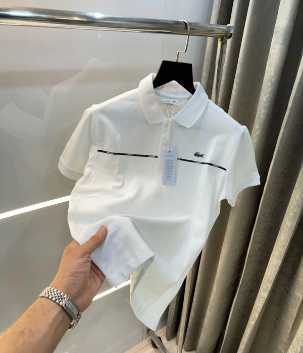 Lacost e White Embroidery Logo Premium Polo T-Shirt