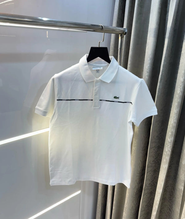 Lacost e White Embroidery Logo Premium Polo T-Shirt