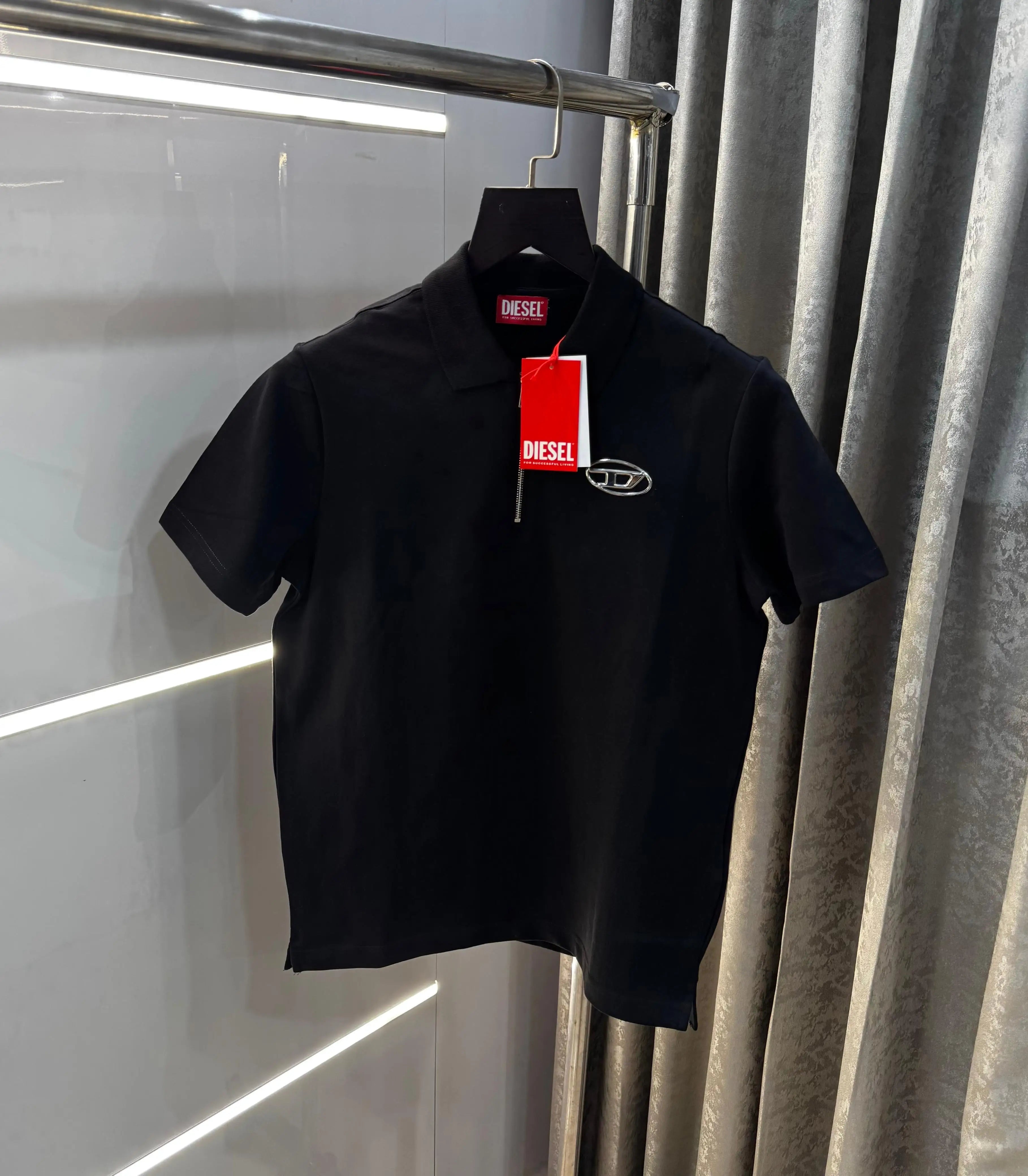 Diese l Black Logo Work Imported Polo T-Shirt