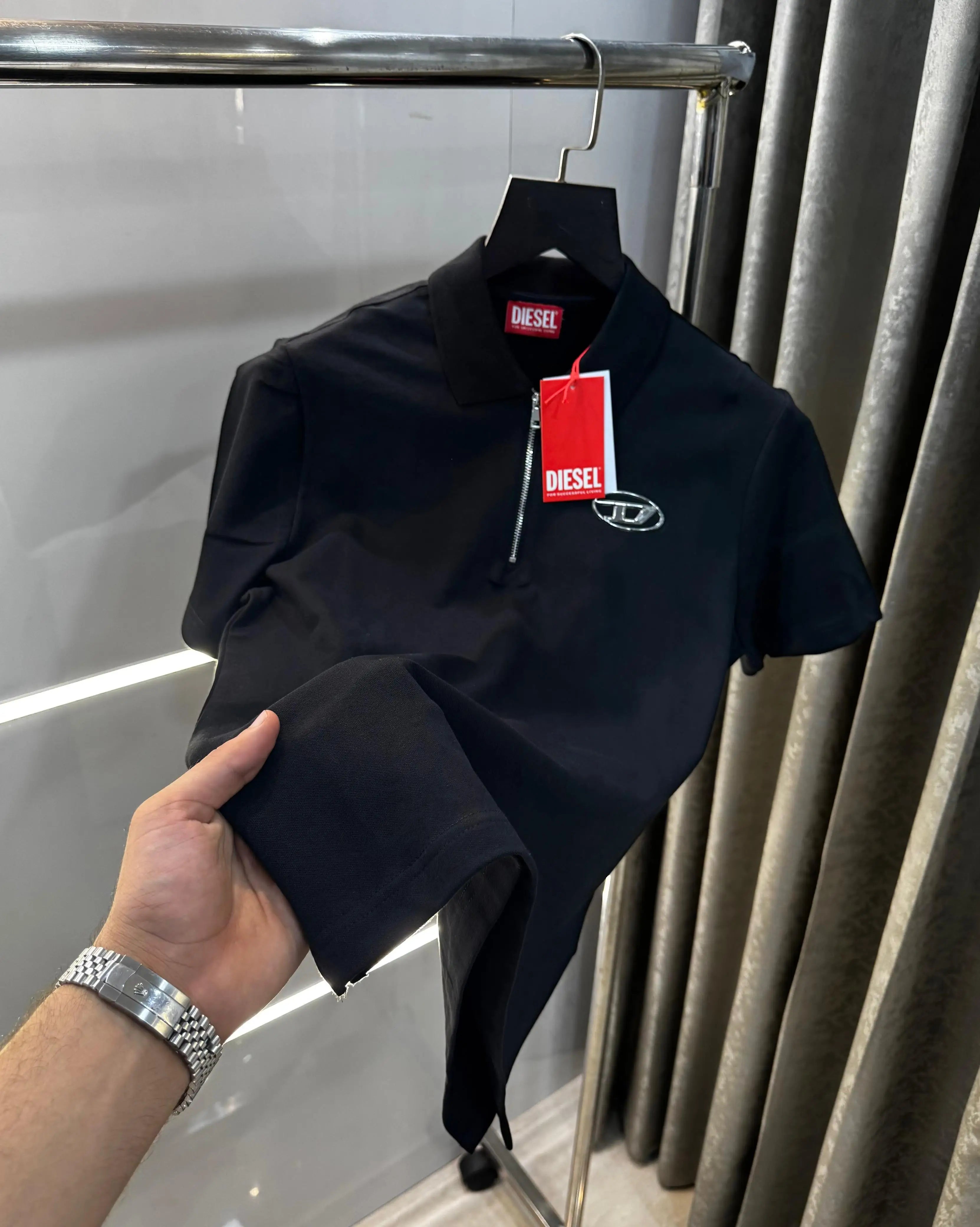 Diese l Black Logo Work Imported Polo T-Shirt