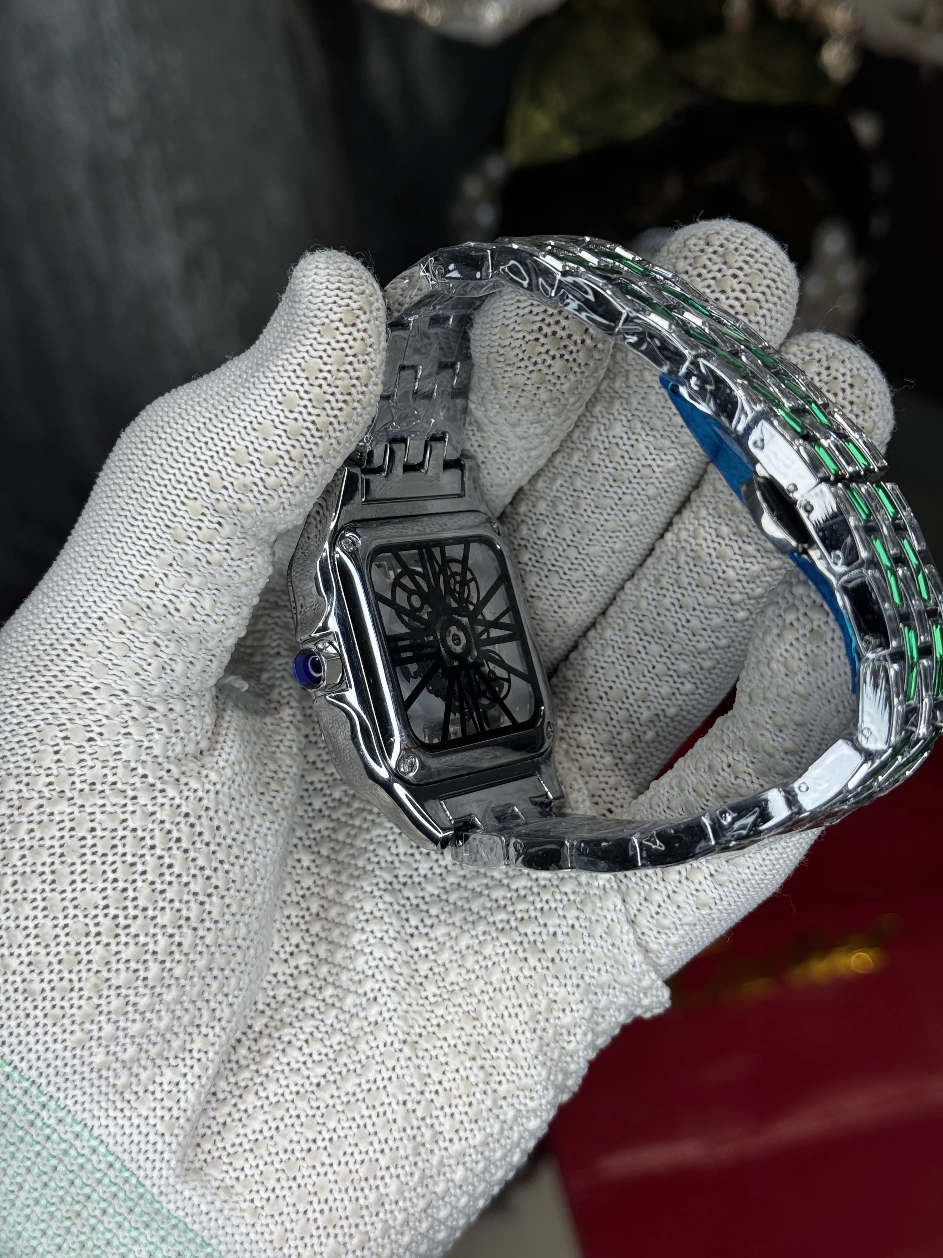 Cartie r Santos Diamond Silver Green Premium Watch