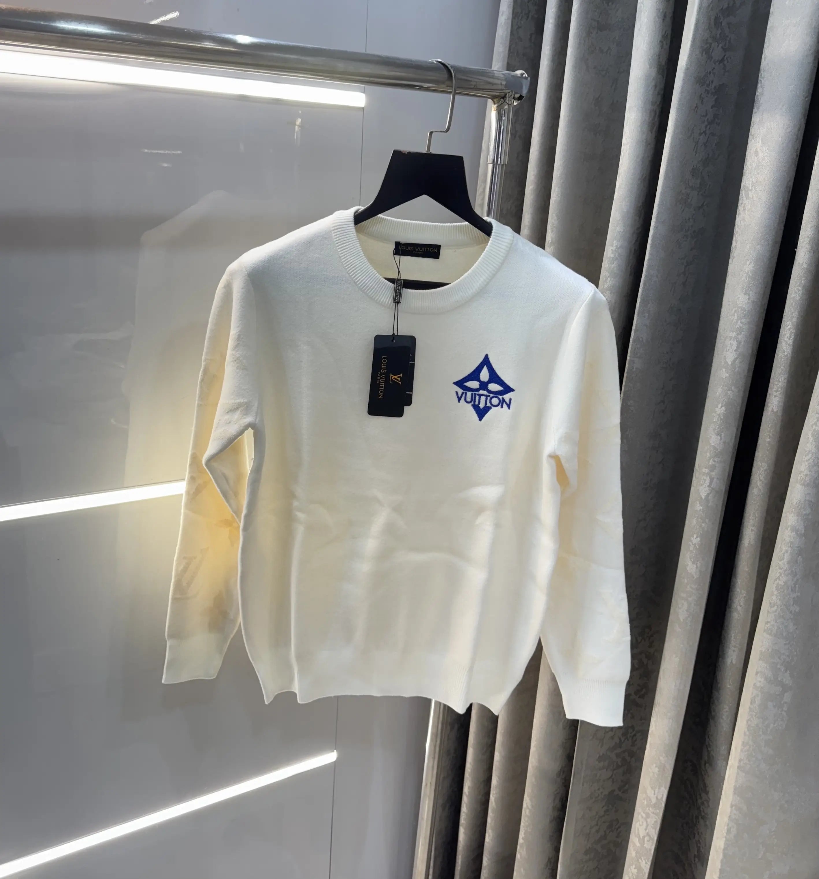 Louis  Vuitton White Imported Knitted Pull Over