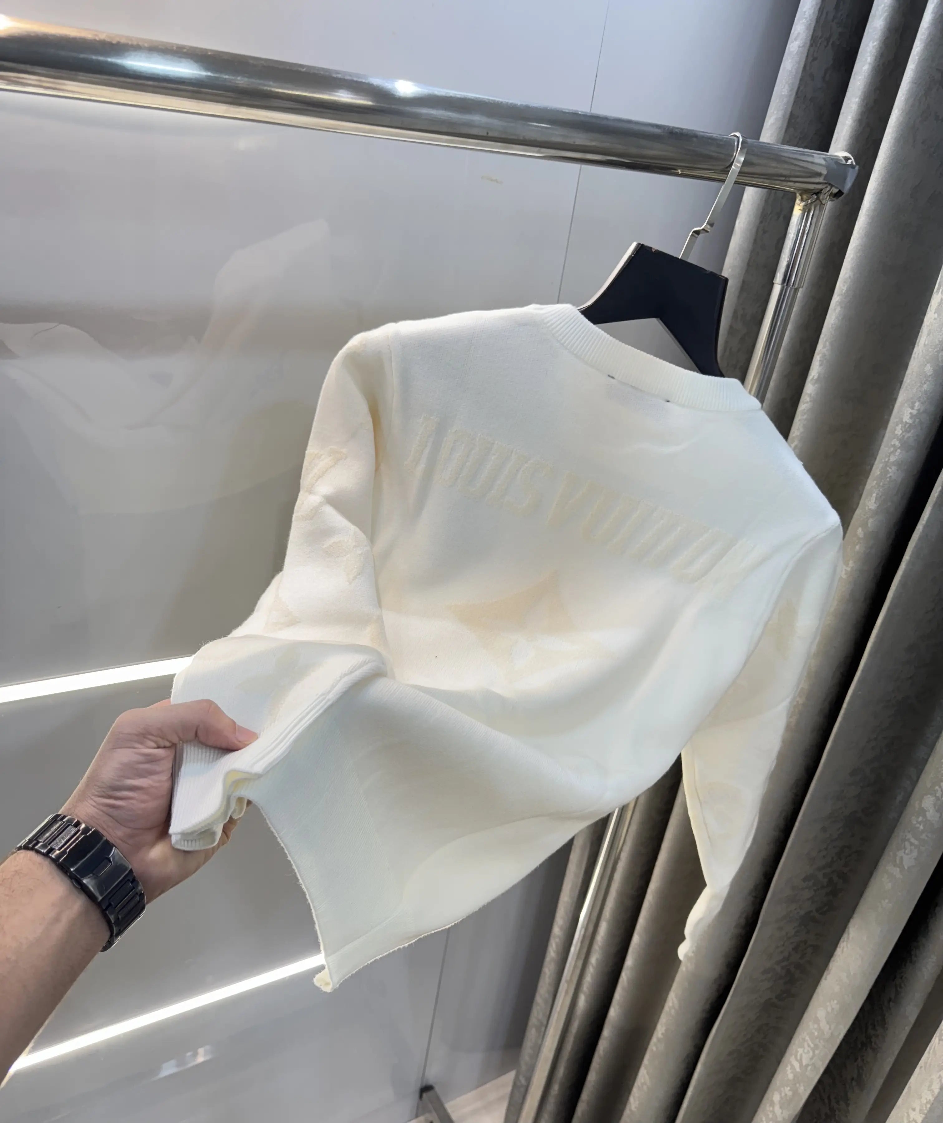 Louis  Vuitton White Imported Knitted Pull Over