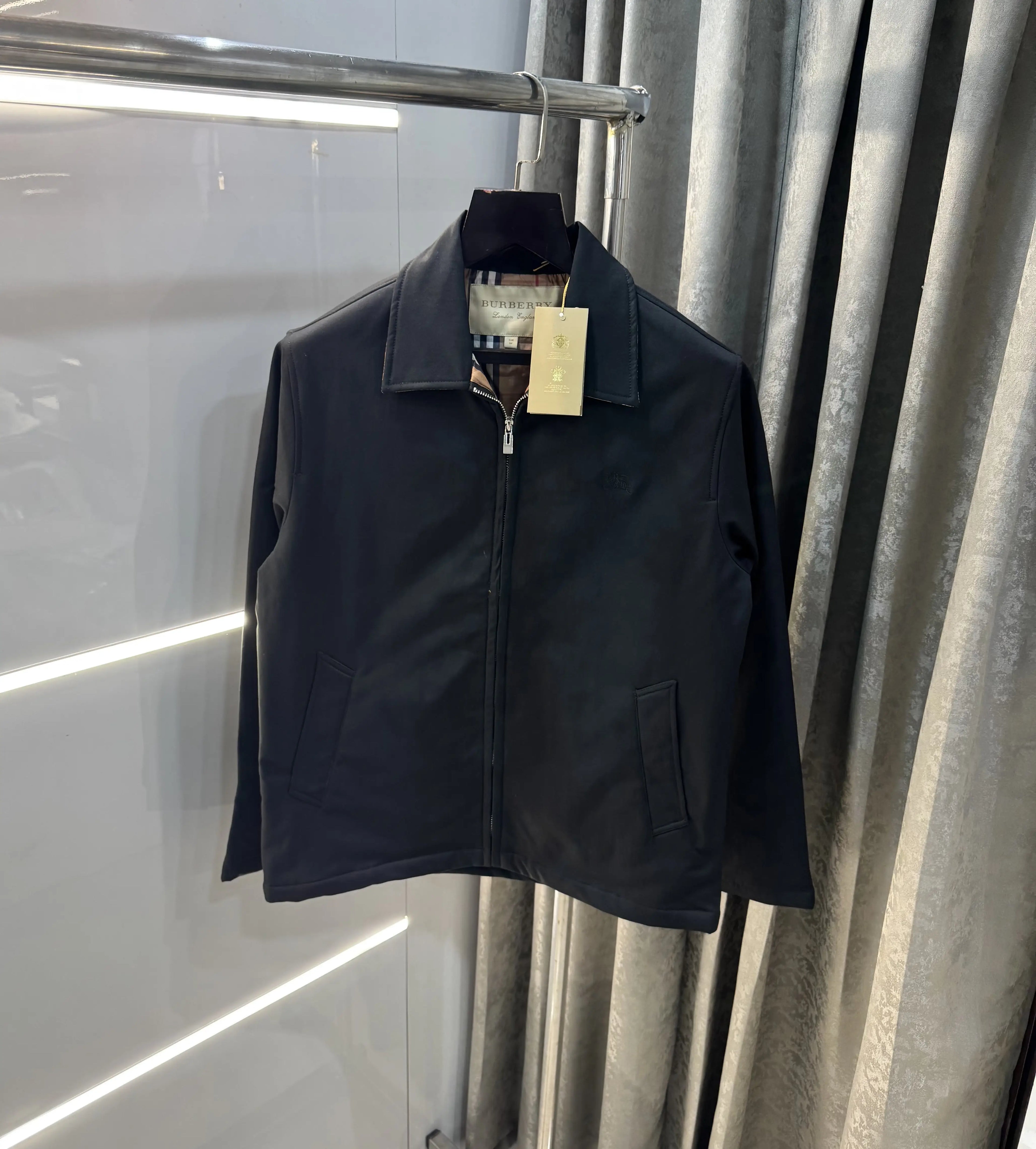 Burberr y Black Imported Premium Bomber Jacket