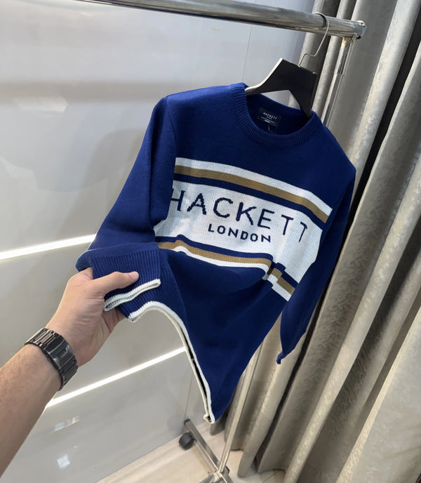 Hacket London Blue Imported Knitted Pull Over