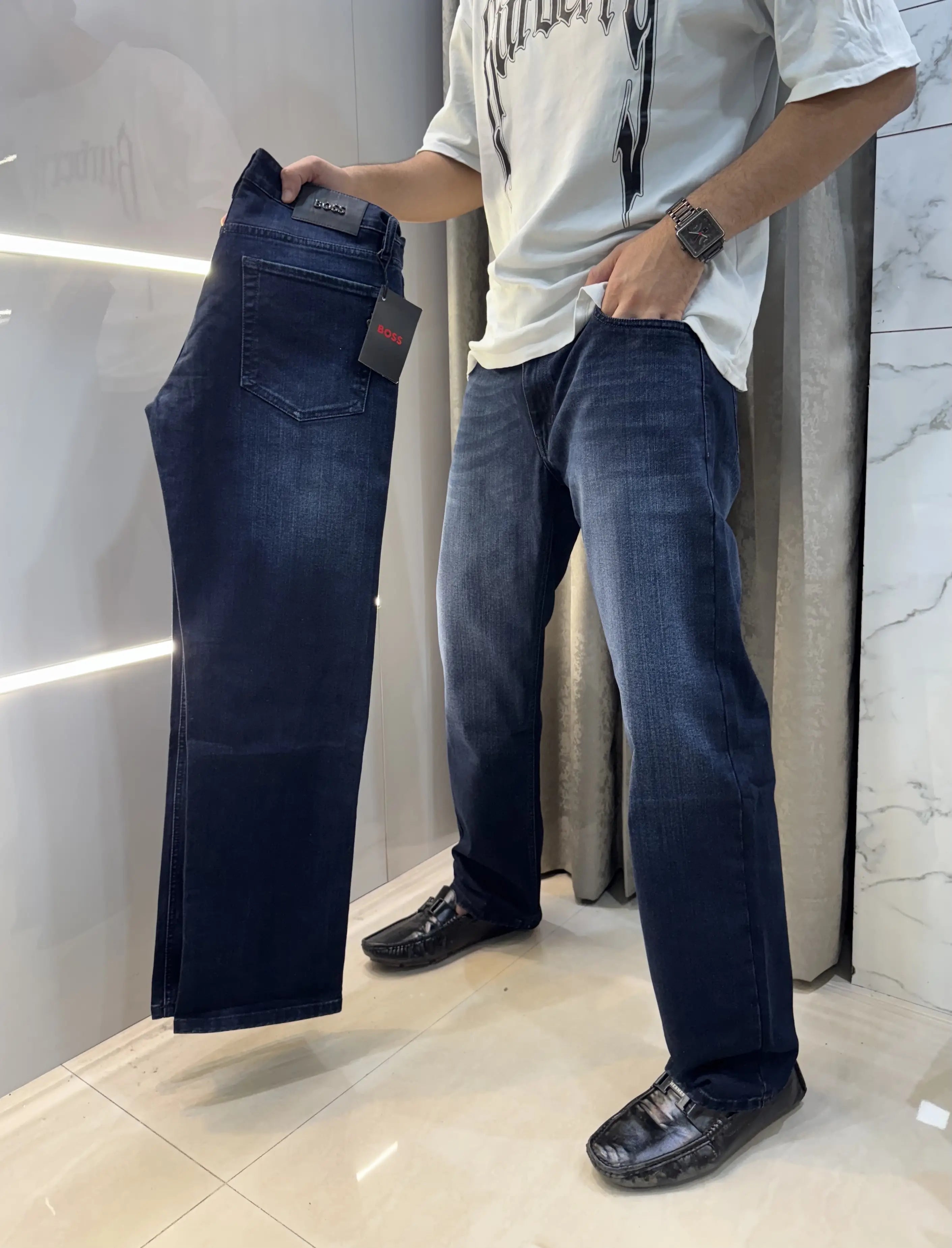 Hugo  BOs$ Blue Premium Straight Fit Denim Main image