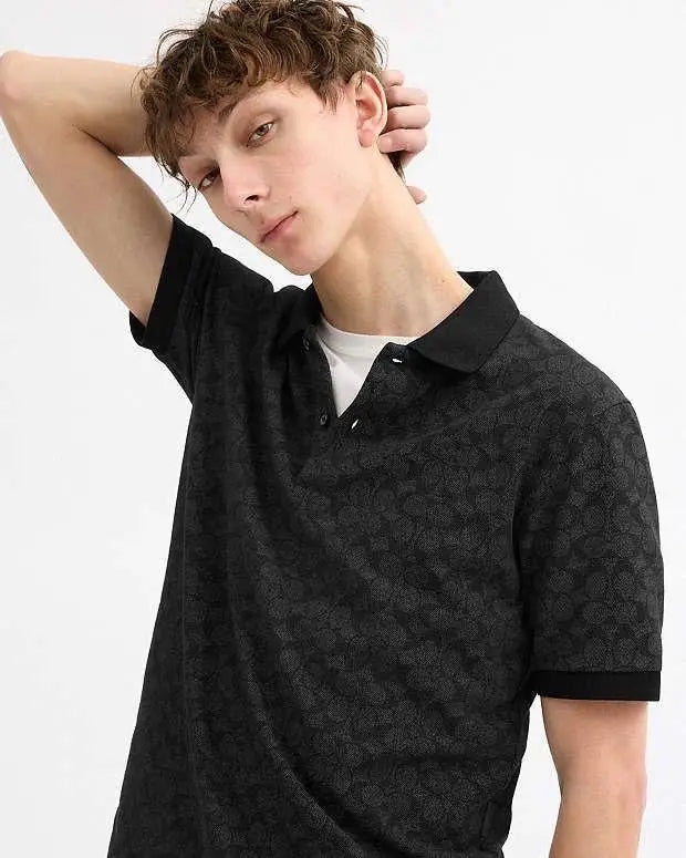 Coac h Black MonograM Imported Polo T-Shirt