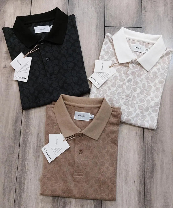 Coac h Black MonograM Imported Polo T-Shirt