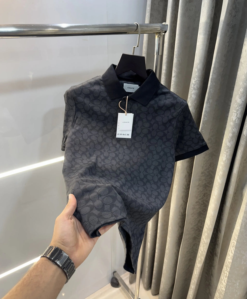 Coac h Black MonograM Imported Polo T-Shirt