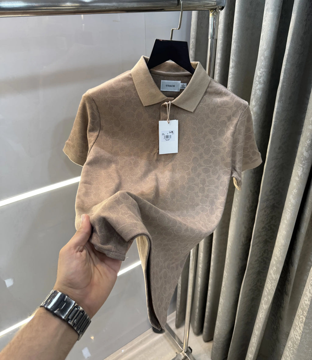 Coac h Beige Monogr-am Imported Polo T-Shirt