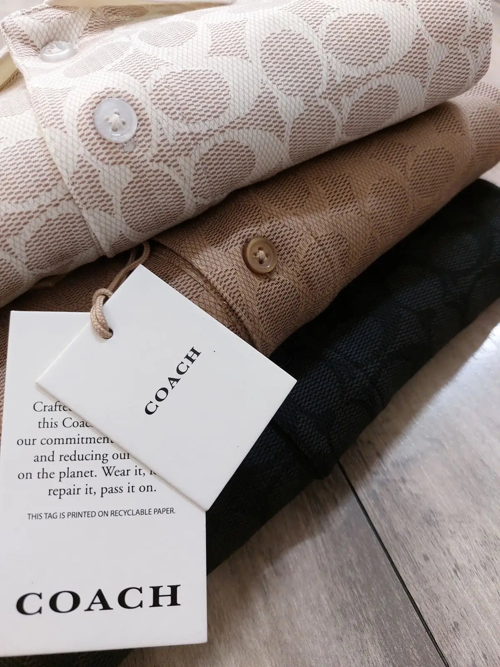 Coac h Beige Monogr-am Imported Polo T-Shirt