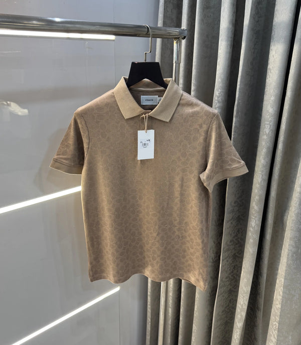 Coac h Beige Monogr-am Imported Polo T-Shirt
