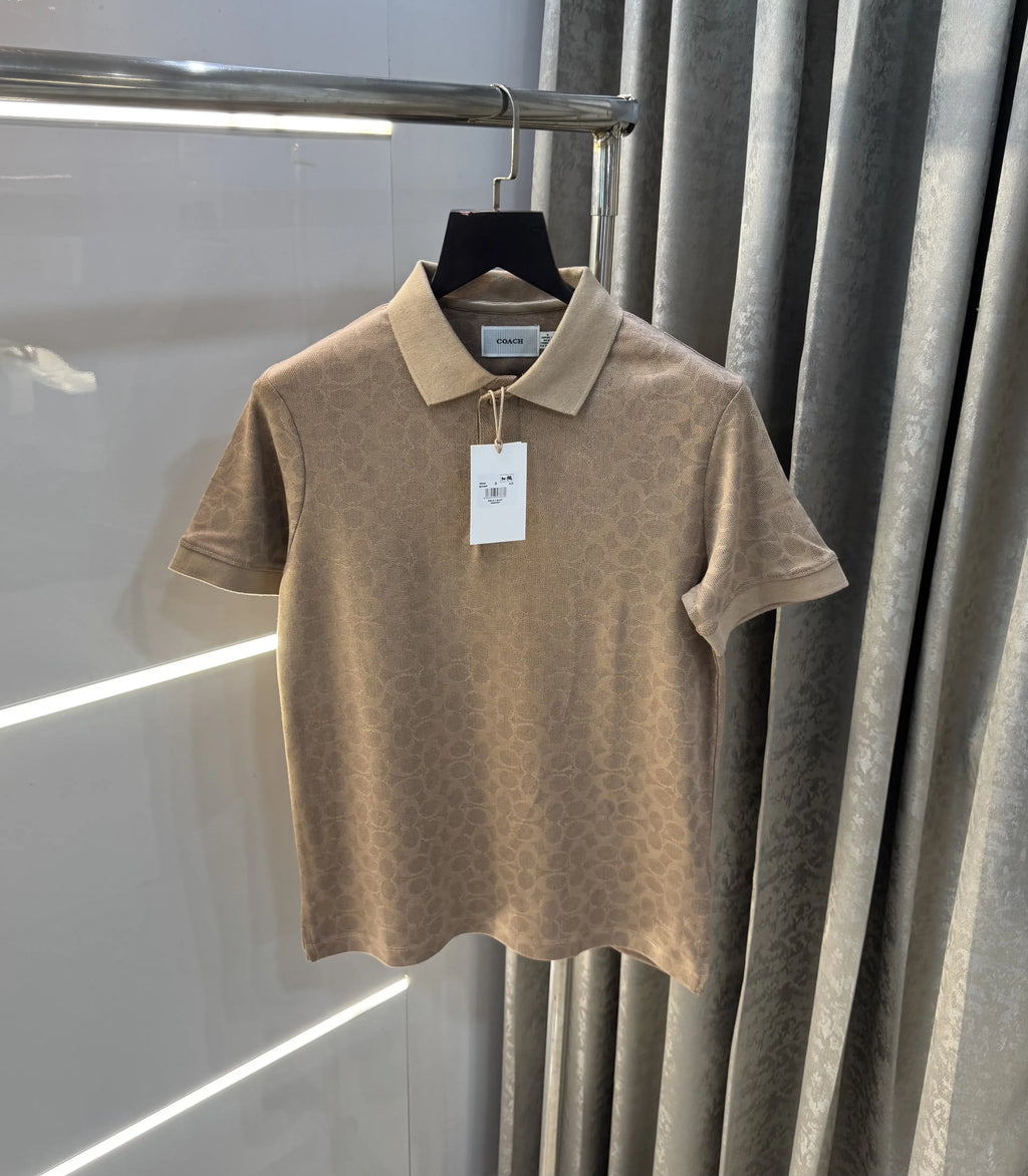 Coac h Beige Monogr-am Imported Polo T-Shirt