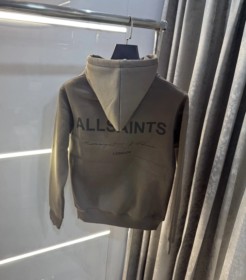 All Saints Olive Green Back Print Imported Hoodie