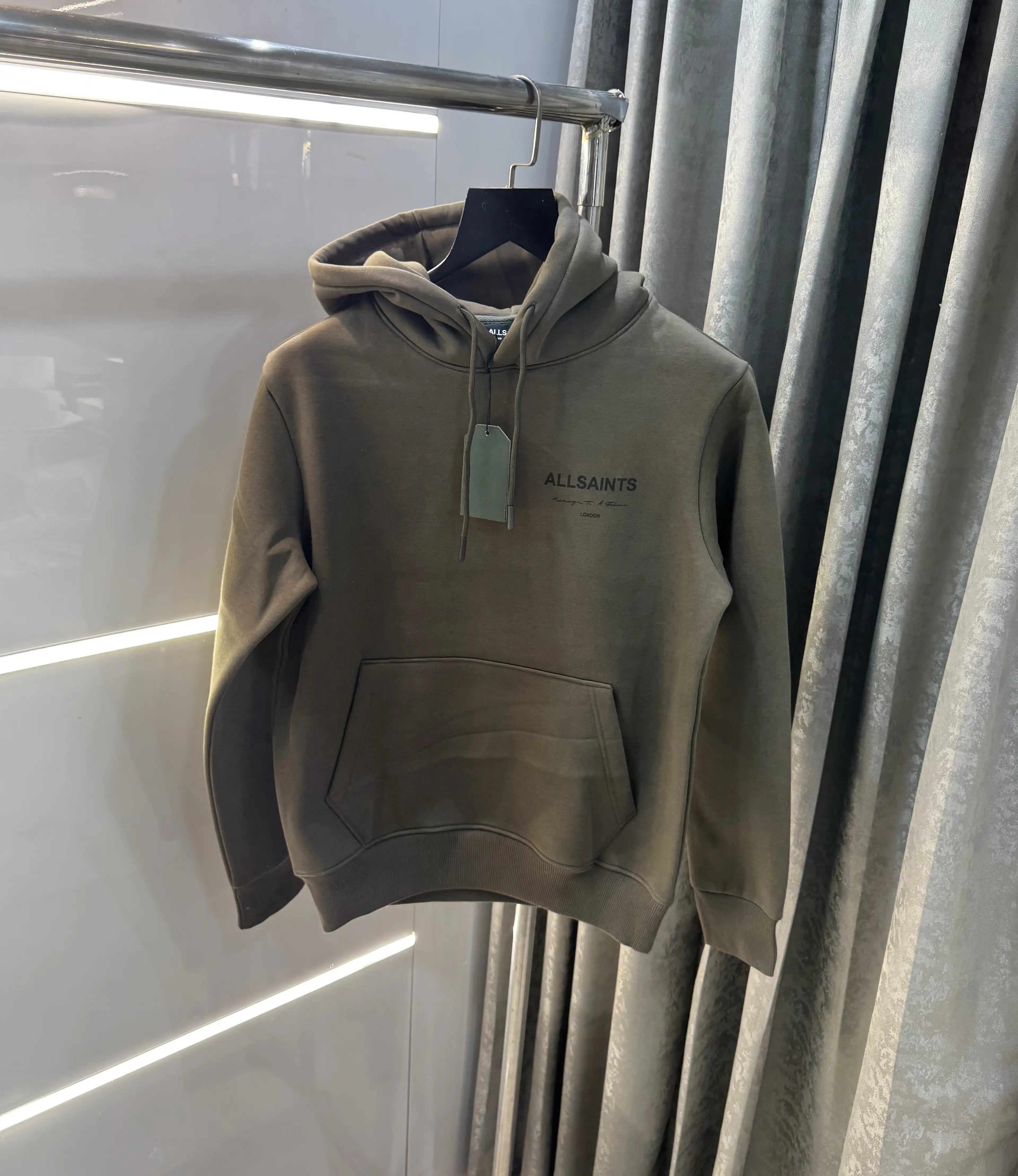 All Saints Olive Green Back Print Imported Hoodie