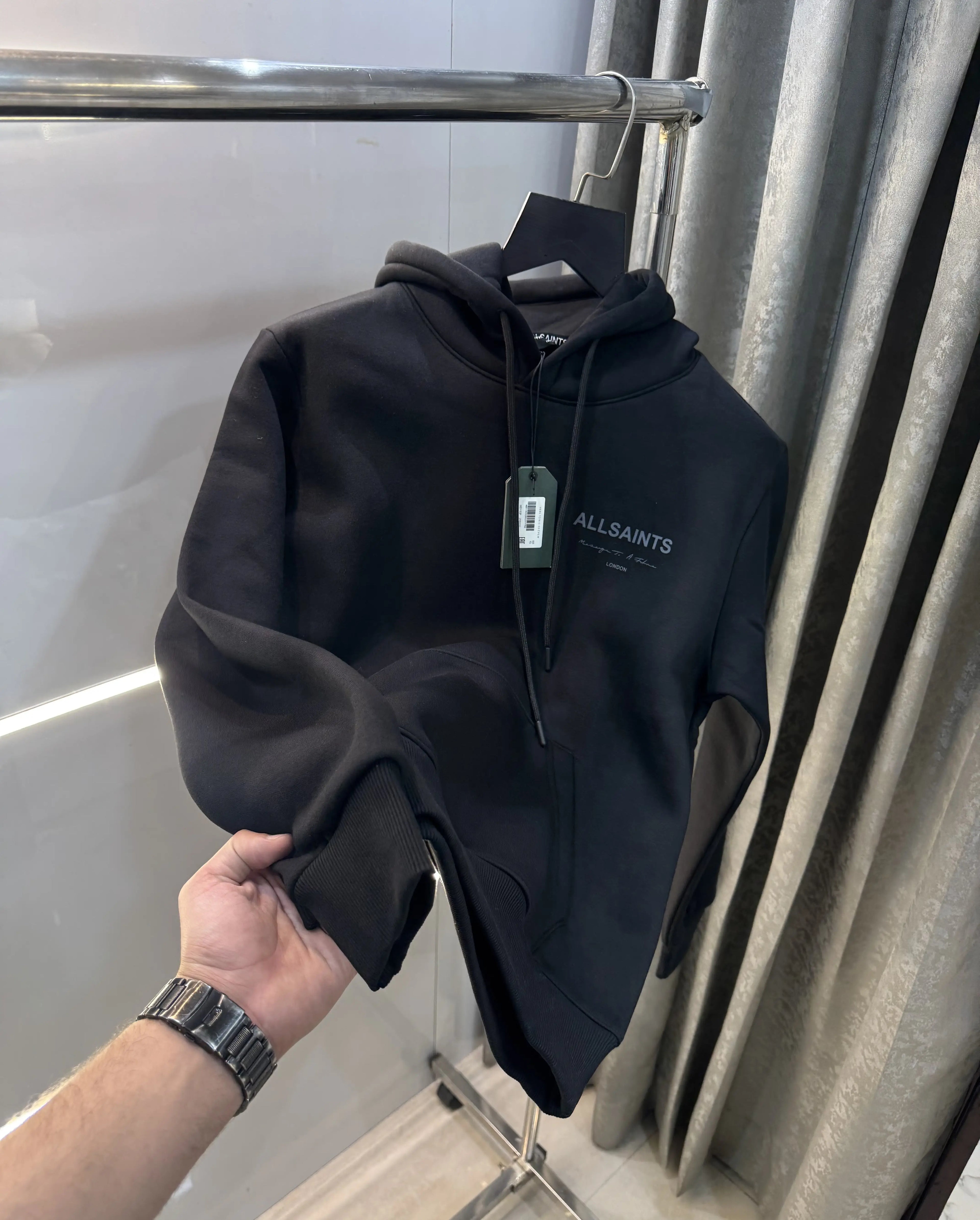 All Saints Black Back Print Imported Hoodie