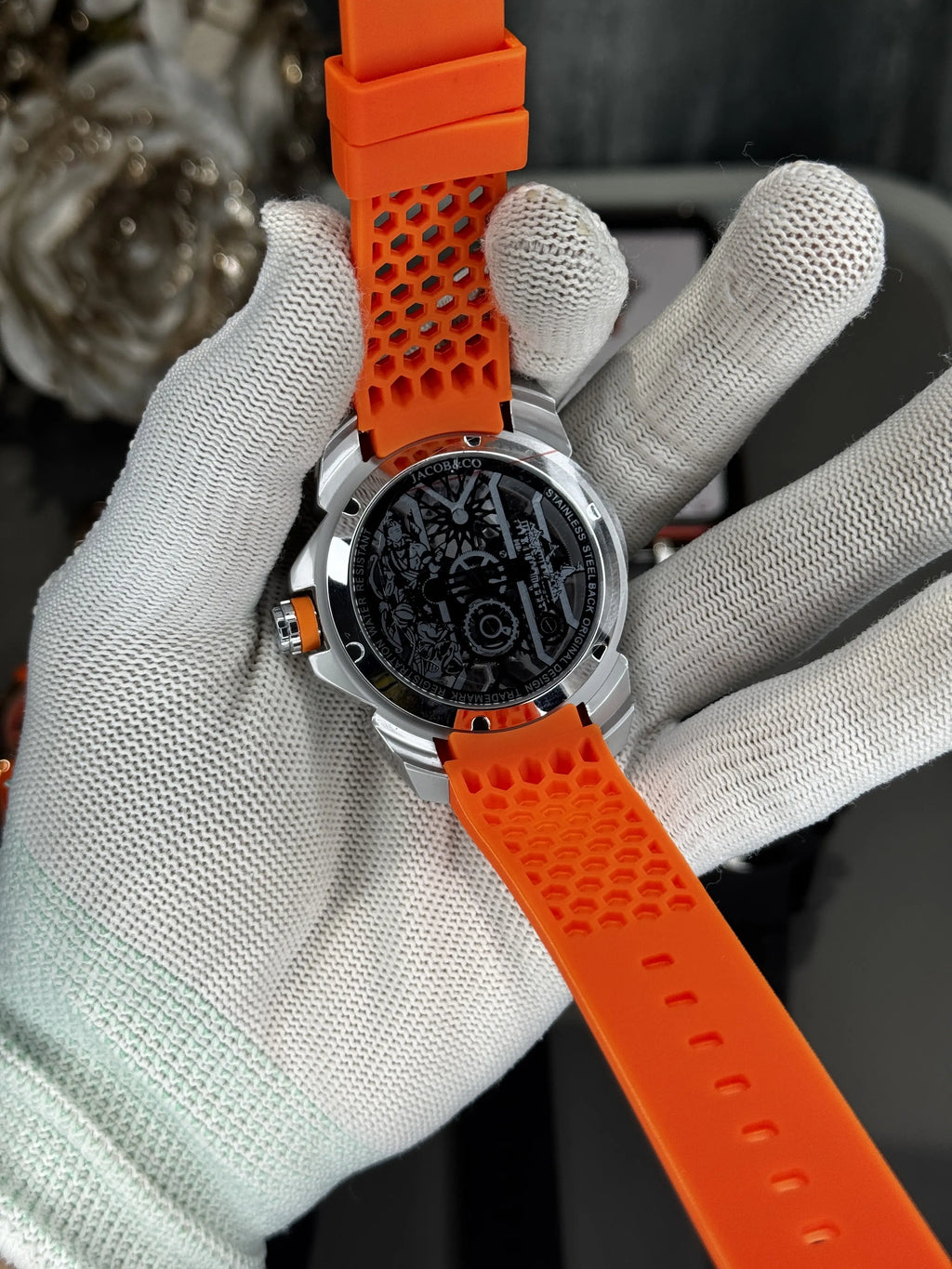 Jacob&Co. raM.. Silver Orange Quartz Watch