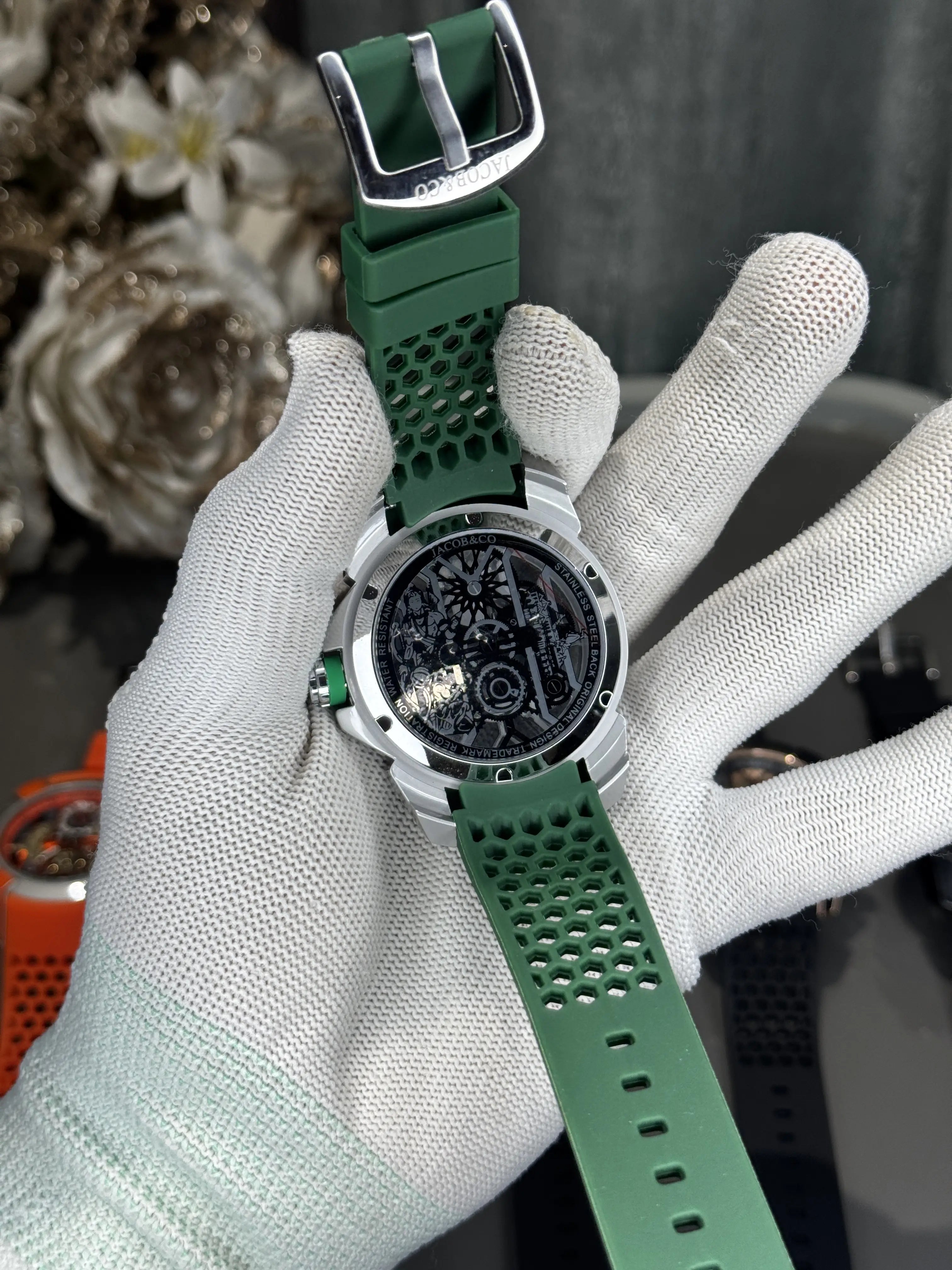 Jacob&Co. ram... Silver Green Quartz Watch