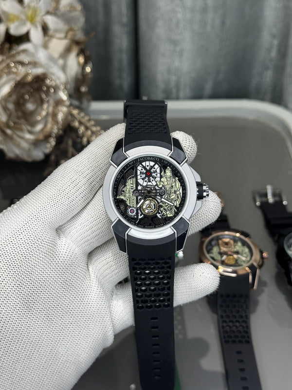 Jacob&Co. Ram. Silver Black Quartz Watch