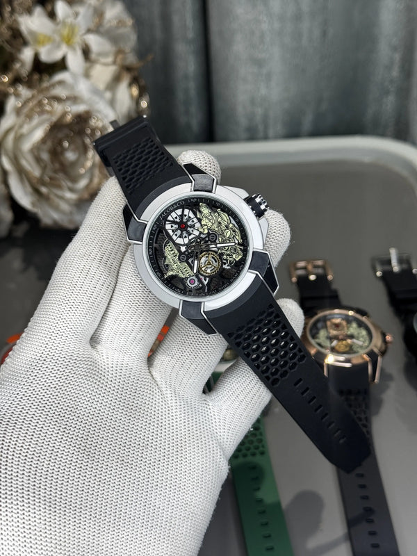 Jacob&Co. Ram. Silver Black Quartz Watch