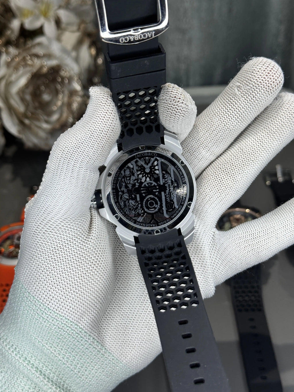 Jacob&Co. Ram. Silver Black Quartz Watch