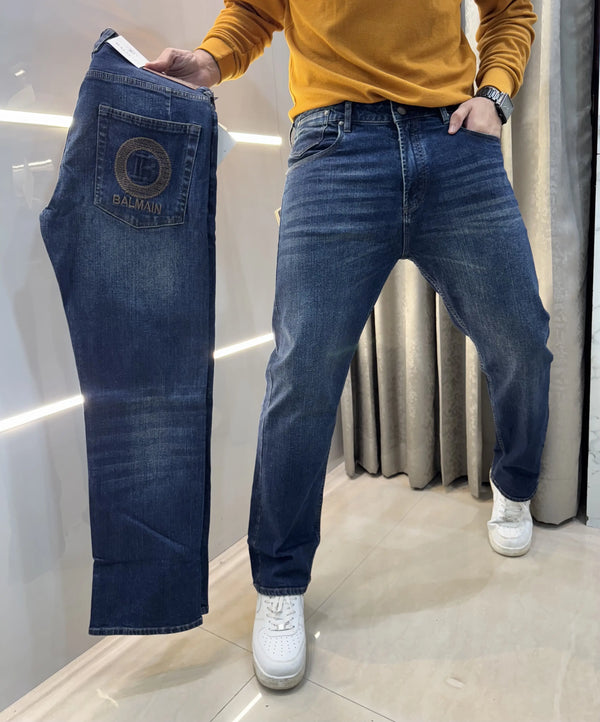 Balmai n Paris Blue Embroidery Logo Imported Denim