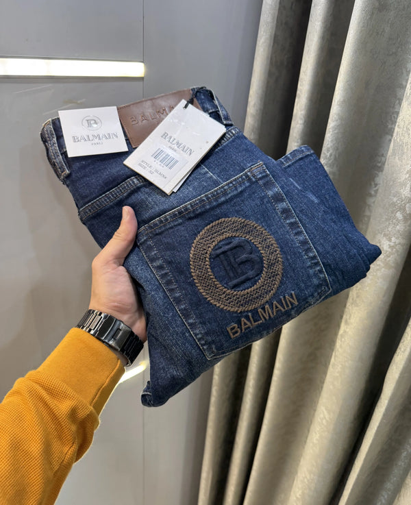 Balmai n Paris Blue Embroidery Logo Imported Denim