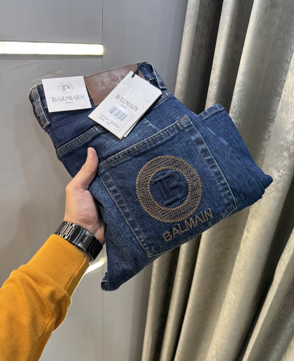 Balmai n Paris Blue Embroidery Logo Imported Denim
