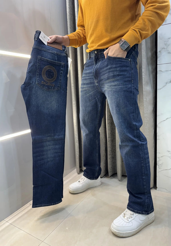 Balmai n Paris Blue Embroidery Logo Imported Denim