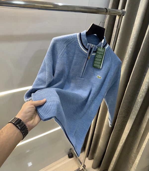 Lacost e Sky Blue Zip Imported Pull Over