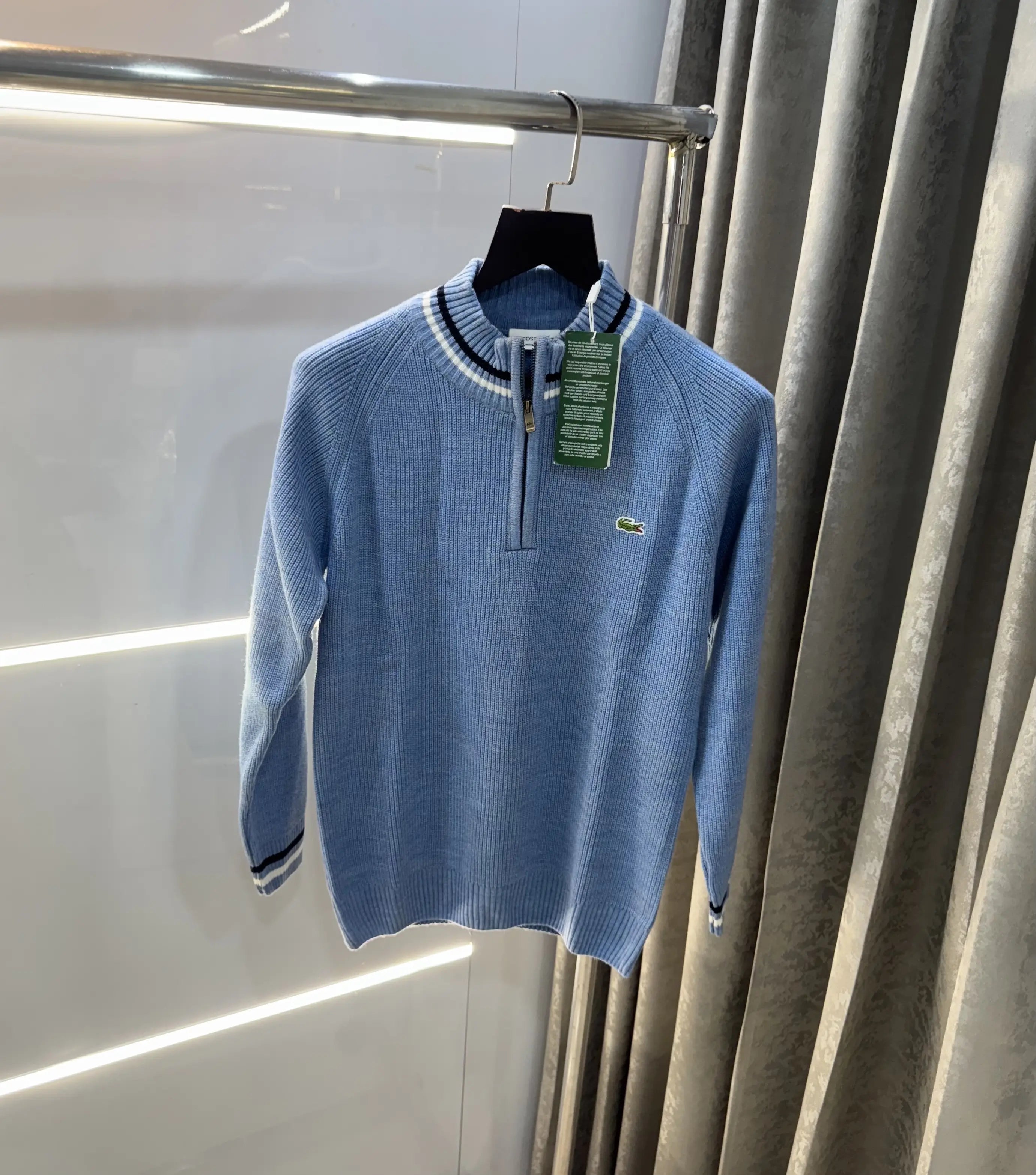 Lacost e Sky Blue Zip Imported Pull Over Secondary image