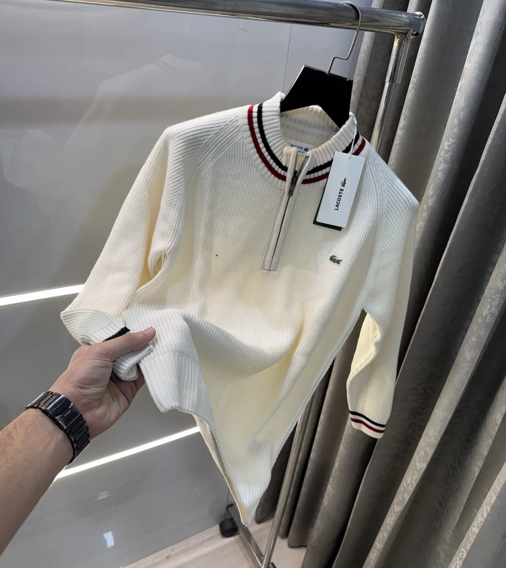 Lacost e Cream Zip Imported Pull Over