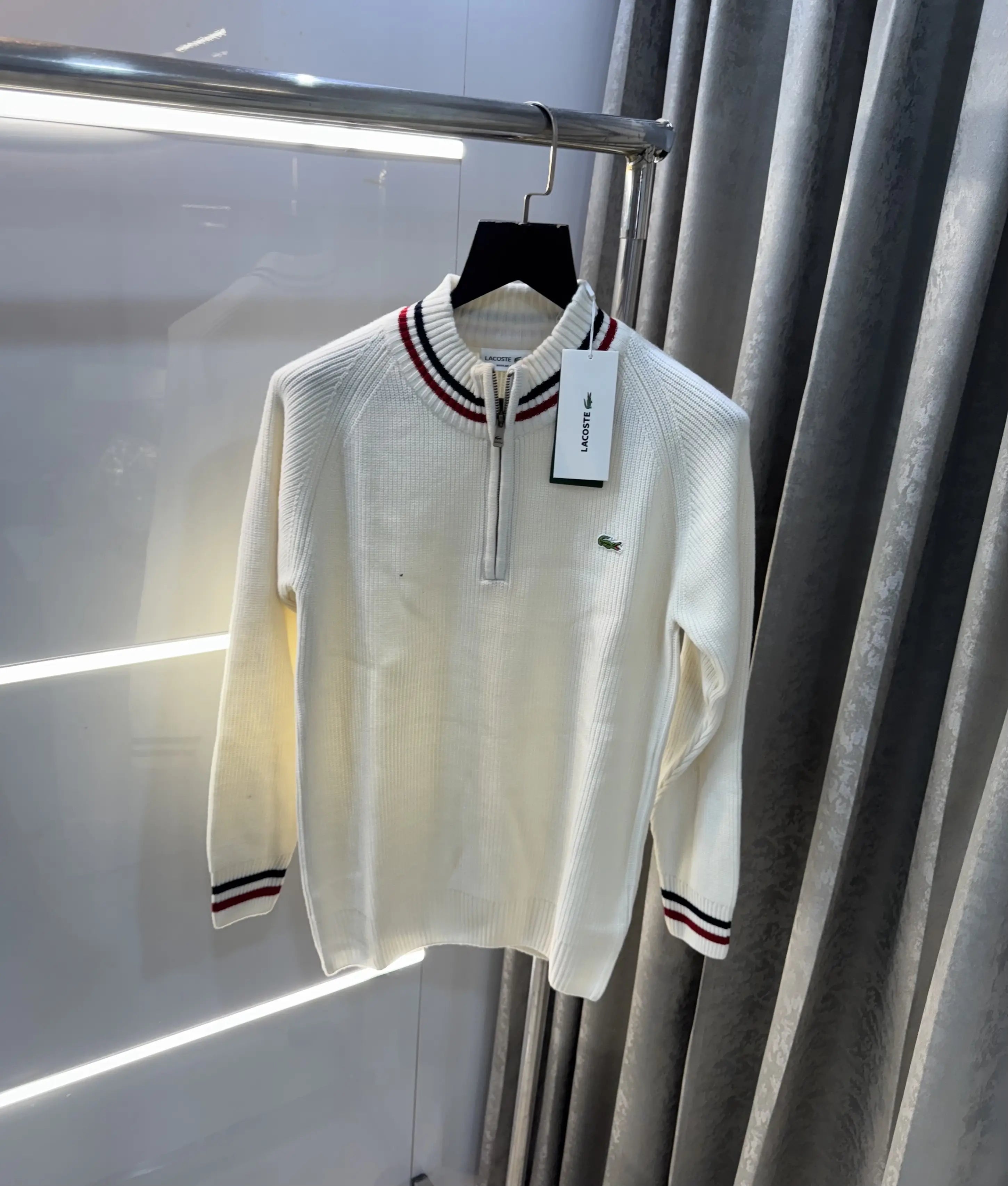 Lacost e Cream Zip Imported Pull Over Secondary image