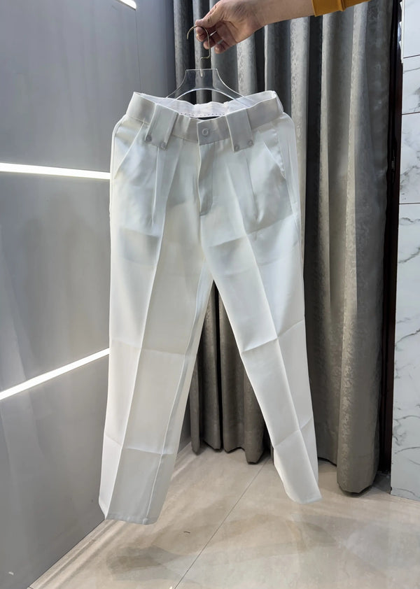 Balmai n Paris White Imported Boot Cut Trouser