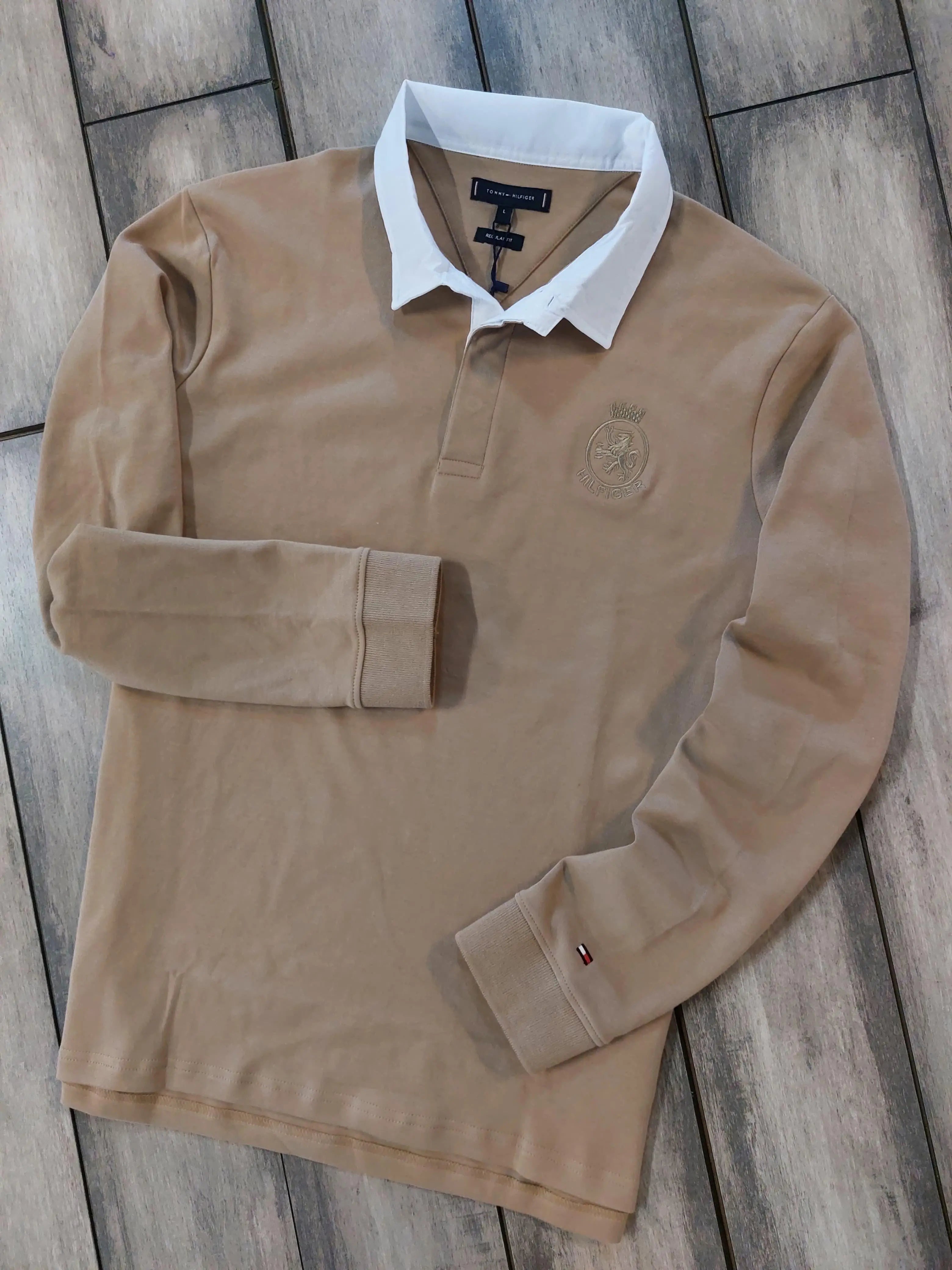 Tomm y Hilfiger Beige Embroidery Logo Premium Full Sleeve Polo T-Shirt Secondary image