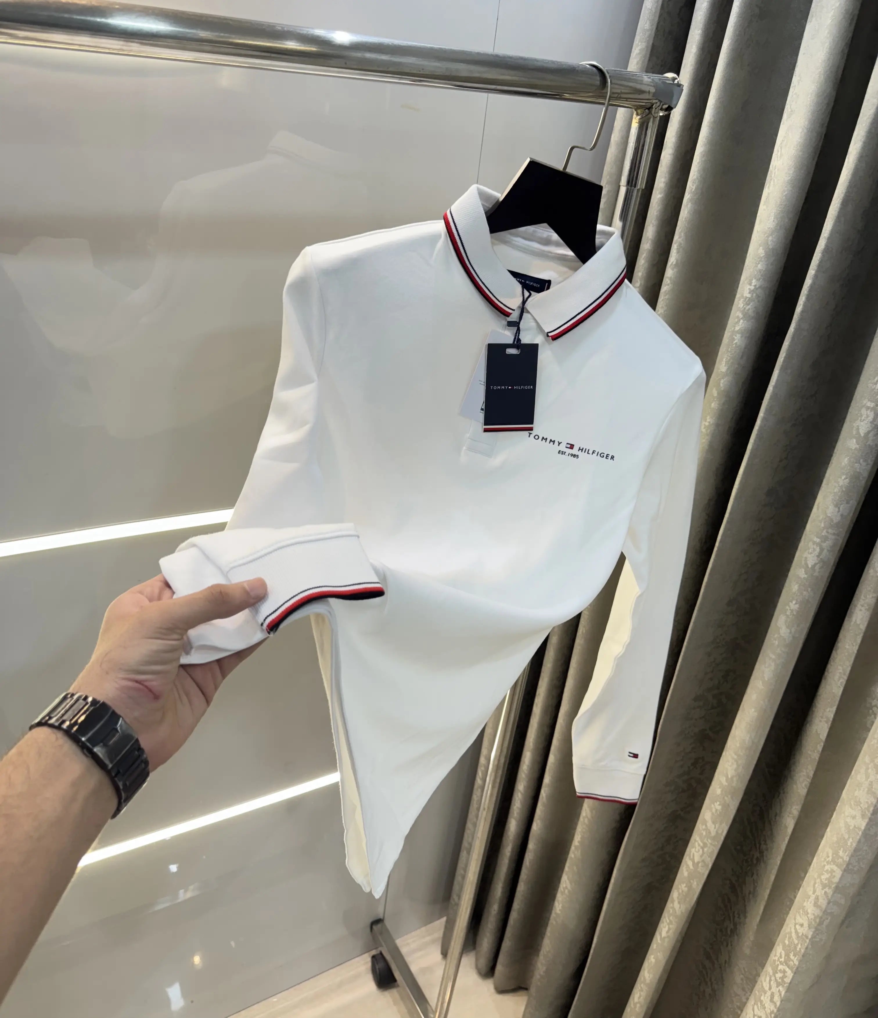 Tomm y Hilfiger White Logo Work Premium Full Sleeve Polo T-Shirt Main image