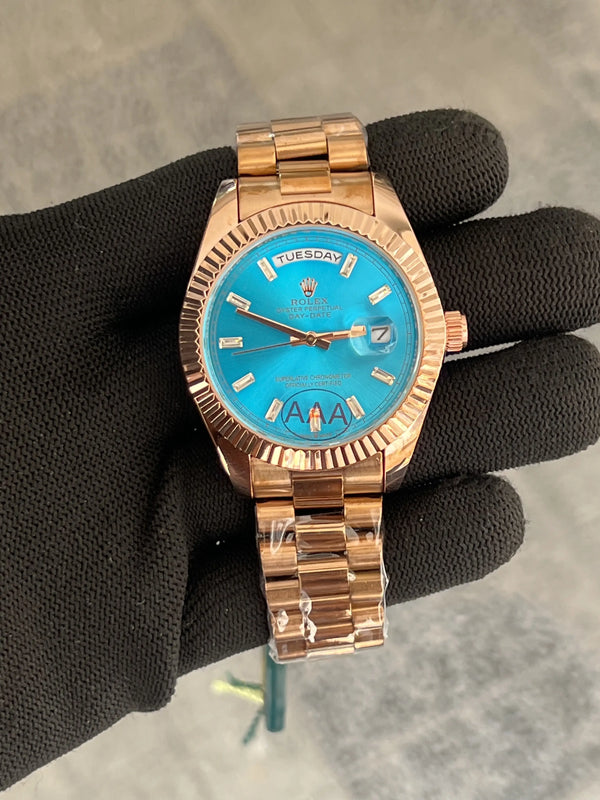 Rolex Day Date Rose Gold Blue