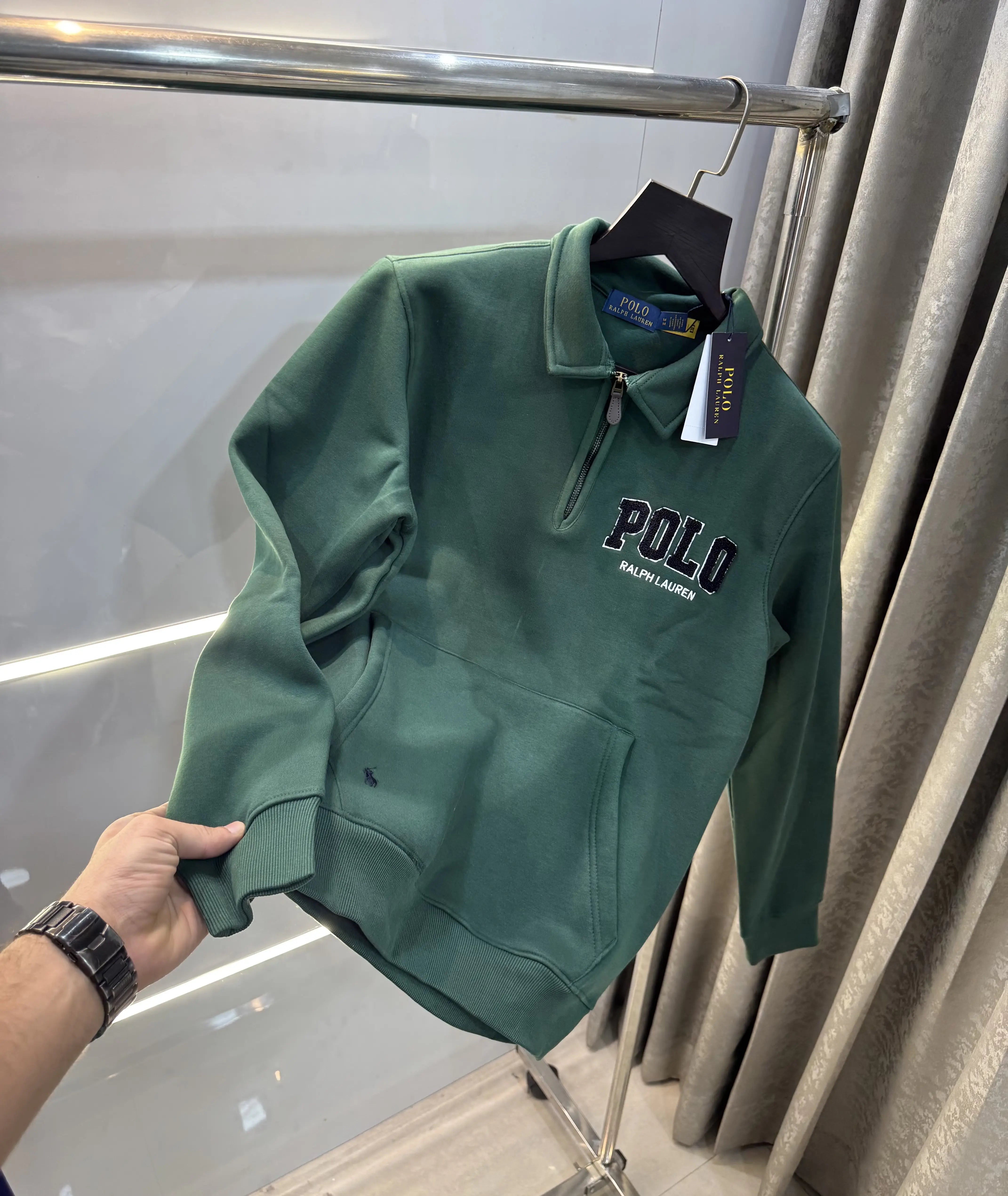 Ralph  Lauren Olive Green Embroidery Logo Imported Sweatshirt Main image